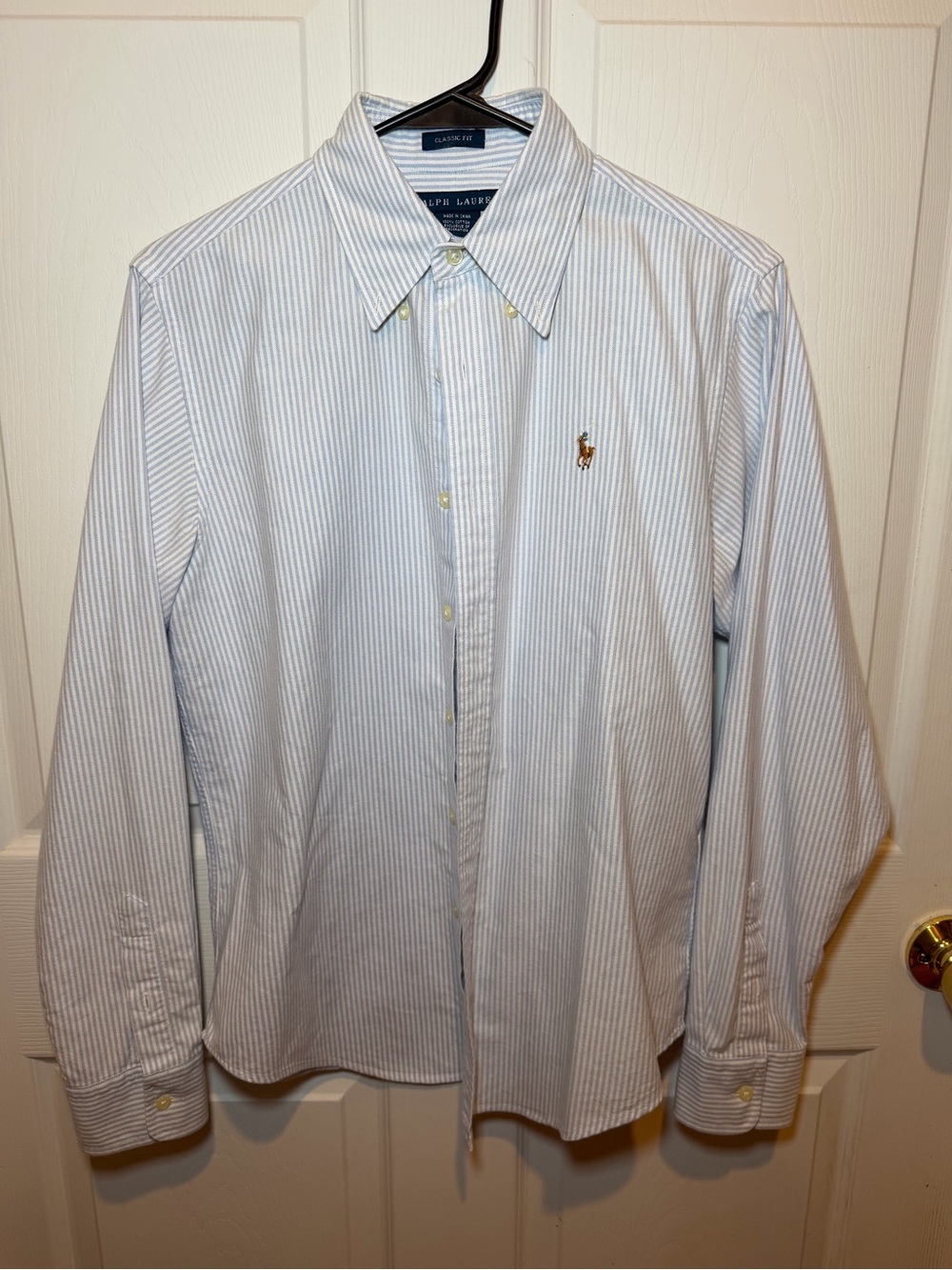 Ralph Lauren Blue and White Striped Button-Down Shirt